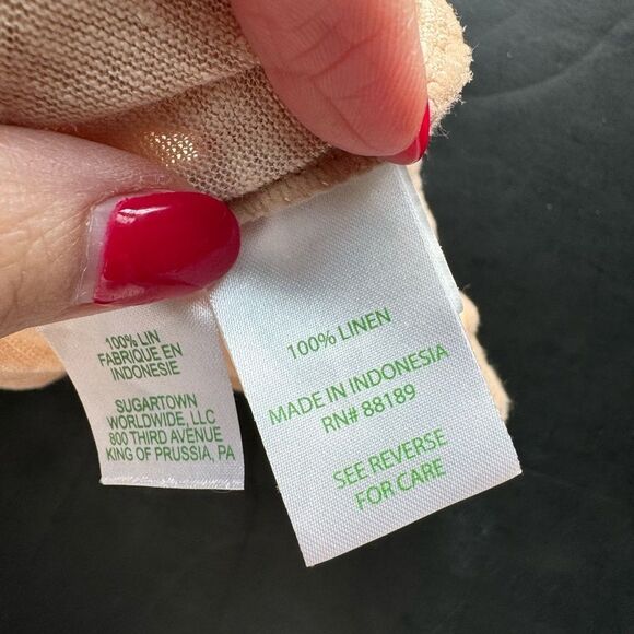 Lilly Pulitzer Sz S 100% Linen Florin Double V Tank Top Lightweight Gold Neutral - Picture 8 of 10